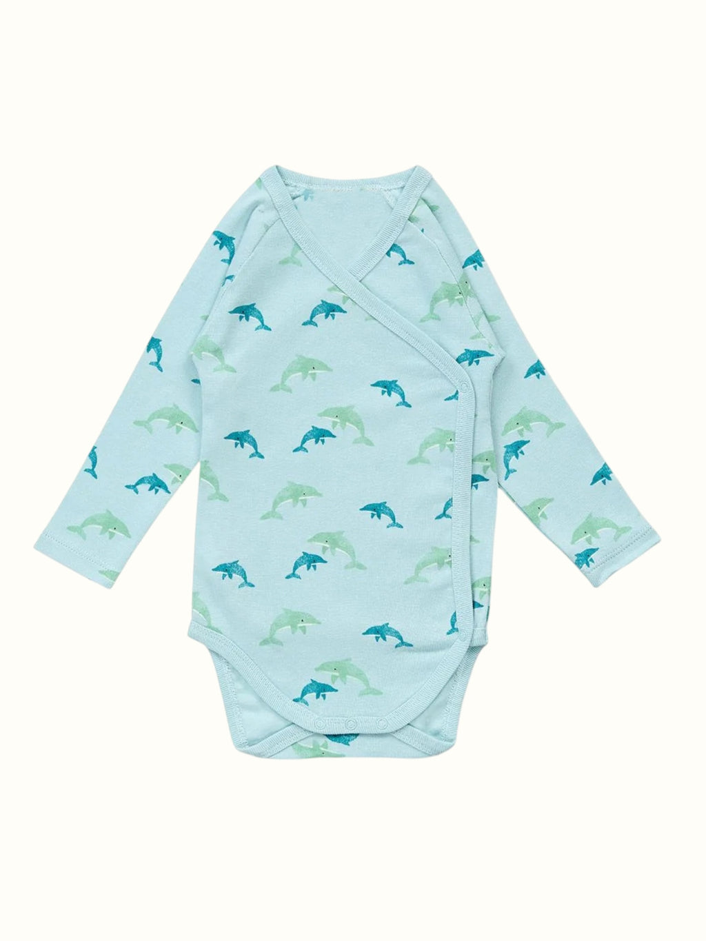 Organic Single Rib Knit Onesie - Full Sleeve Fish Print