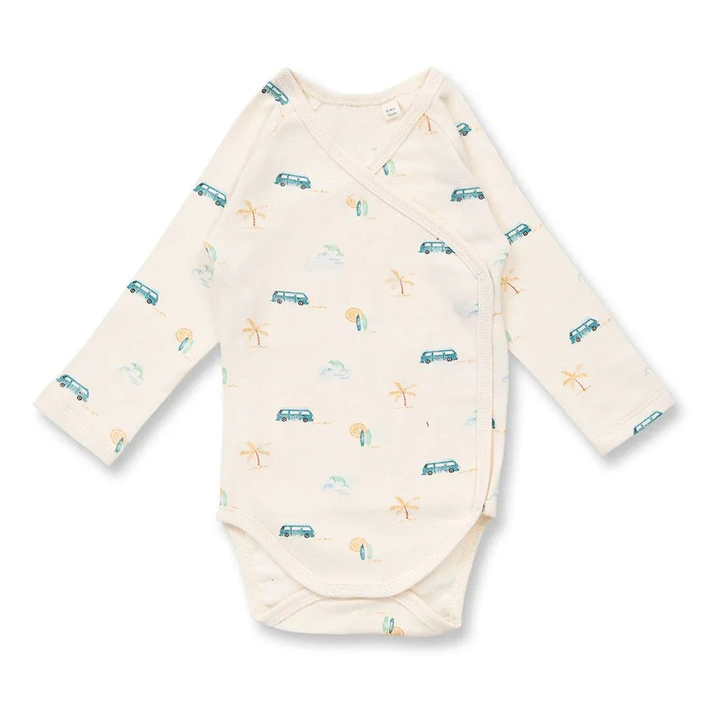 Organic Single Rib Knit Onesie - Full Sleeve Beach Adventure