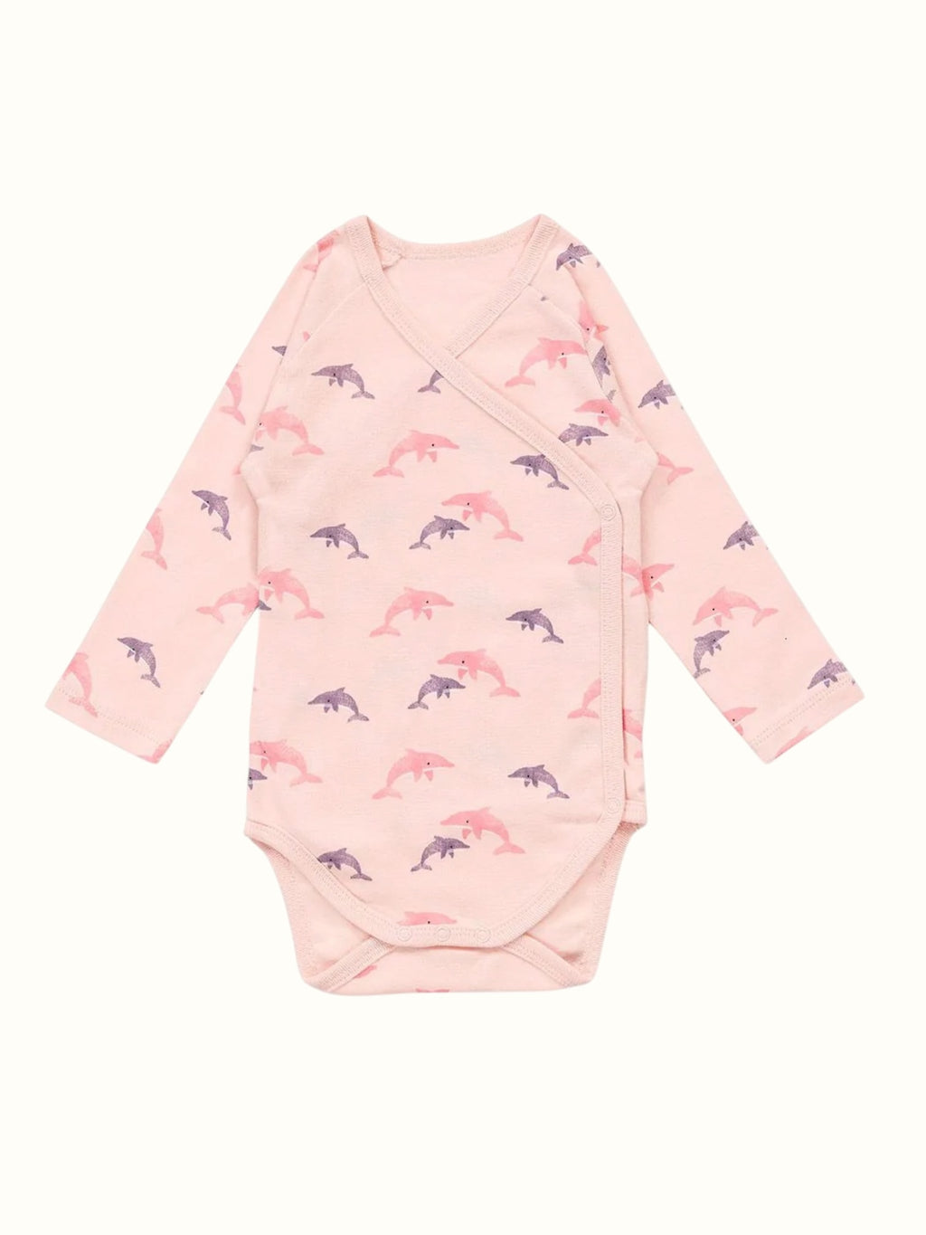 Organic Single Rib Knit Onesie - Full Sleeve Fish Print