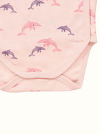 Organic Single Rib Knit Onesie - Full Sleeve Fish Print