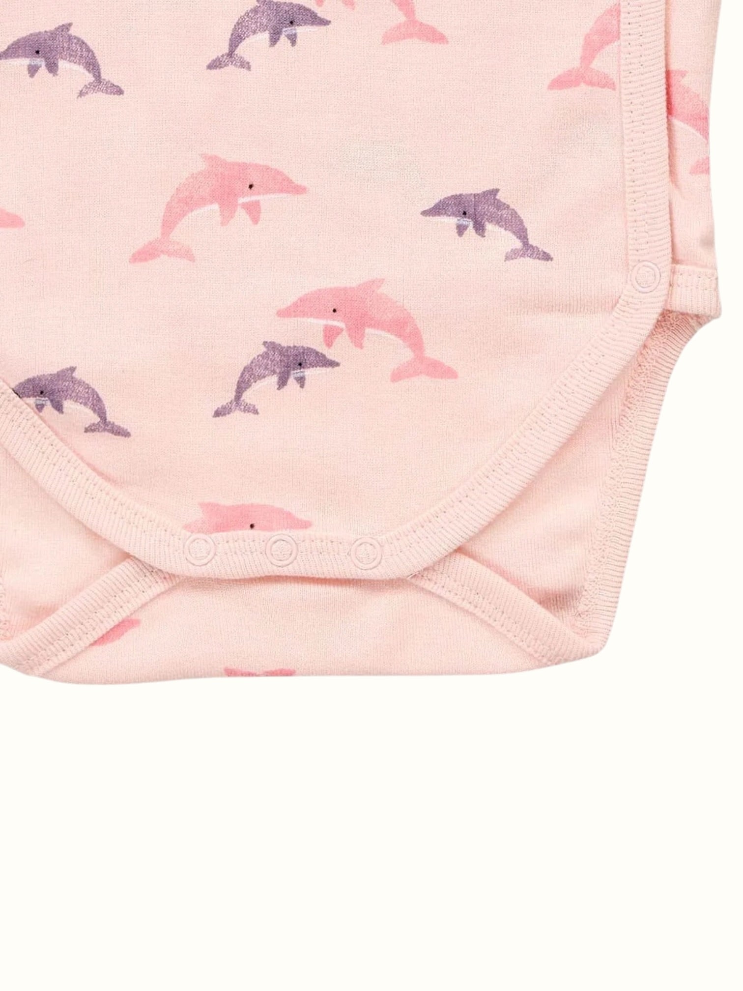 Organic Single Rib Knit Onesie - Full Sleeve Fish Print