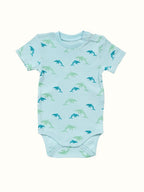 Organic Single Rib Knit Onesie - Half Sleeve Fish Print