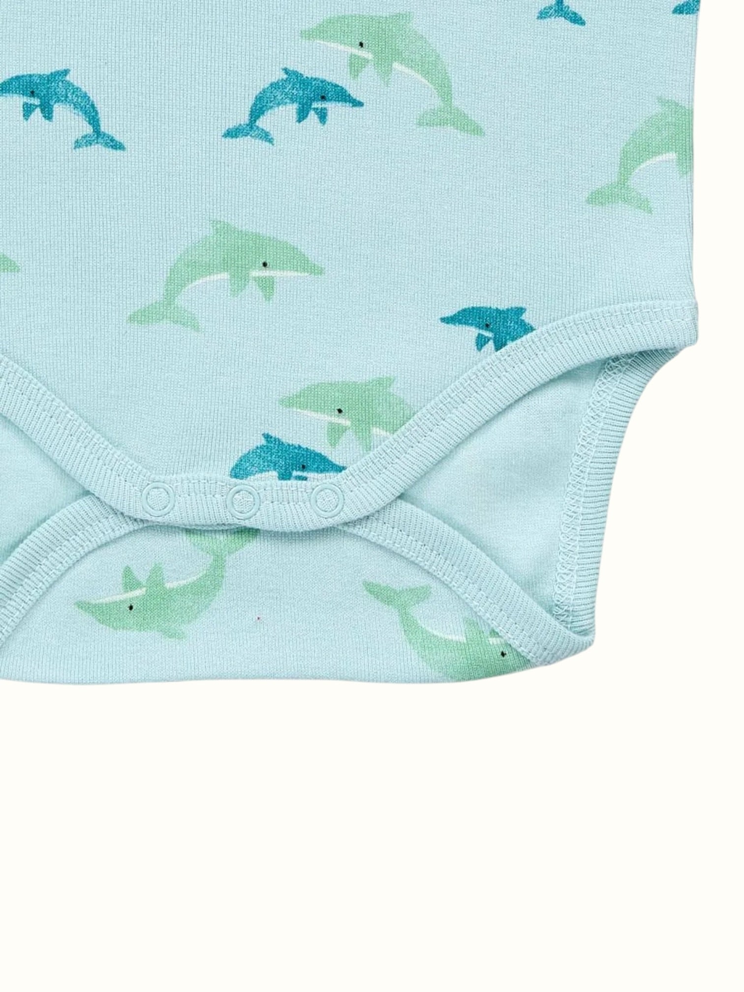Organic Single Rib Knit Onesie - Half Sleeve Fish Print