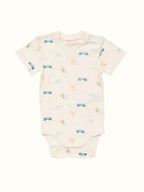 Organic Single Rib Knit Onesie - Half Sleeve Beach Adventure
