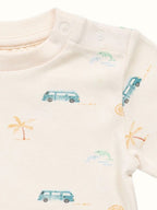 Organic Single Rib Knit Onesie - Half Sleeve Beach Adventure