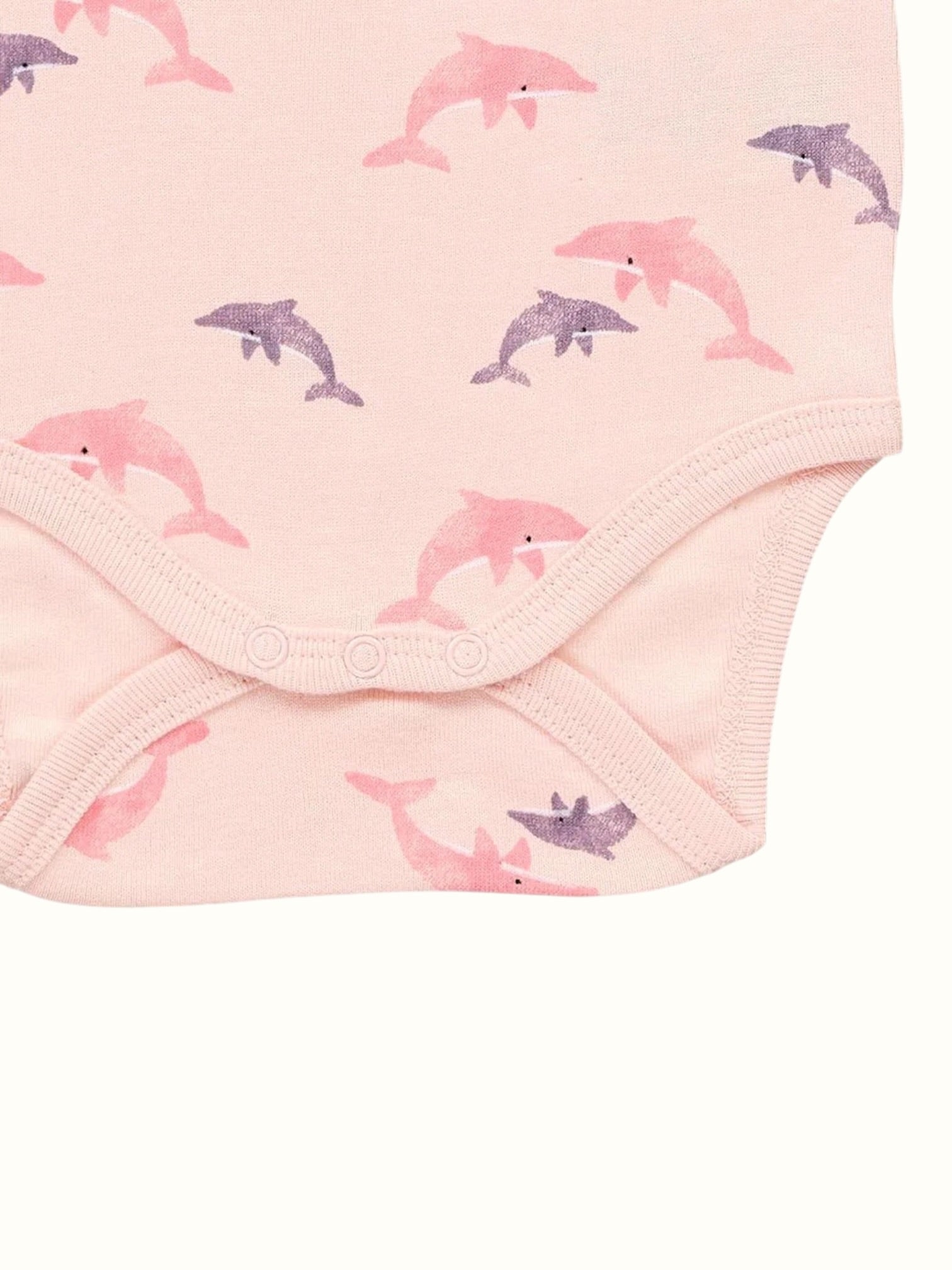 Organic Single Rib Knit Onesie - Half Sleeve Fish Print