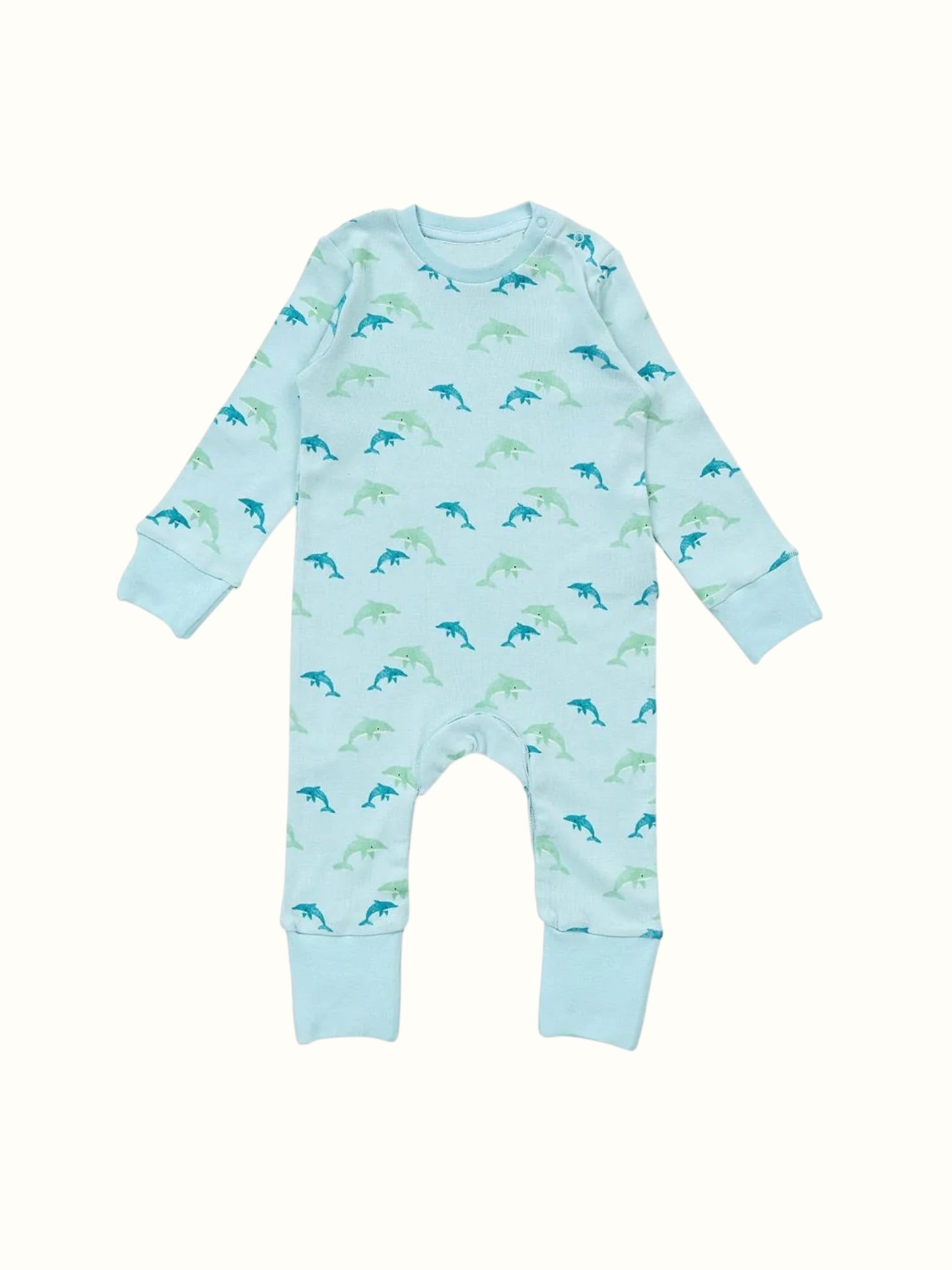 Organic Single Rib Knit Sleepsuit - Fish Print
