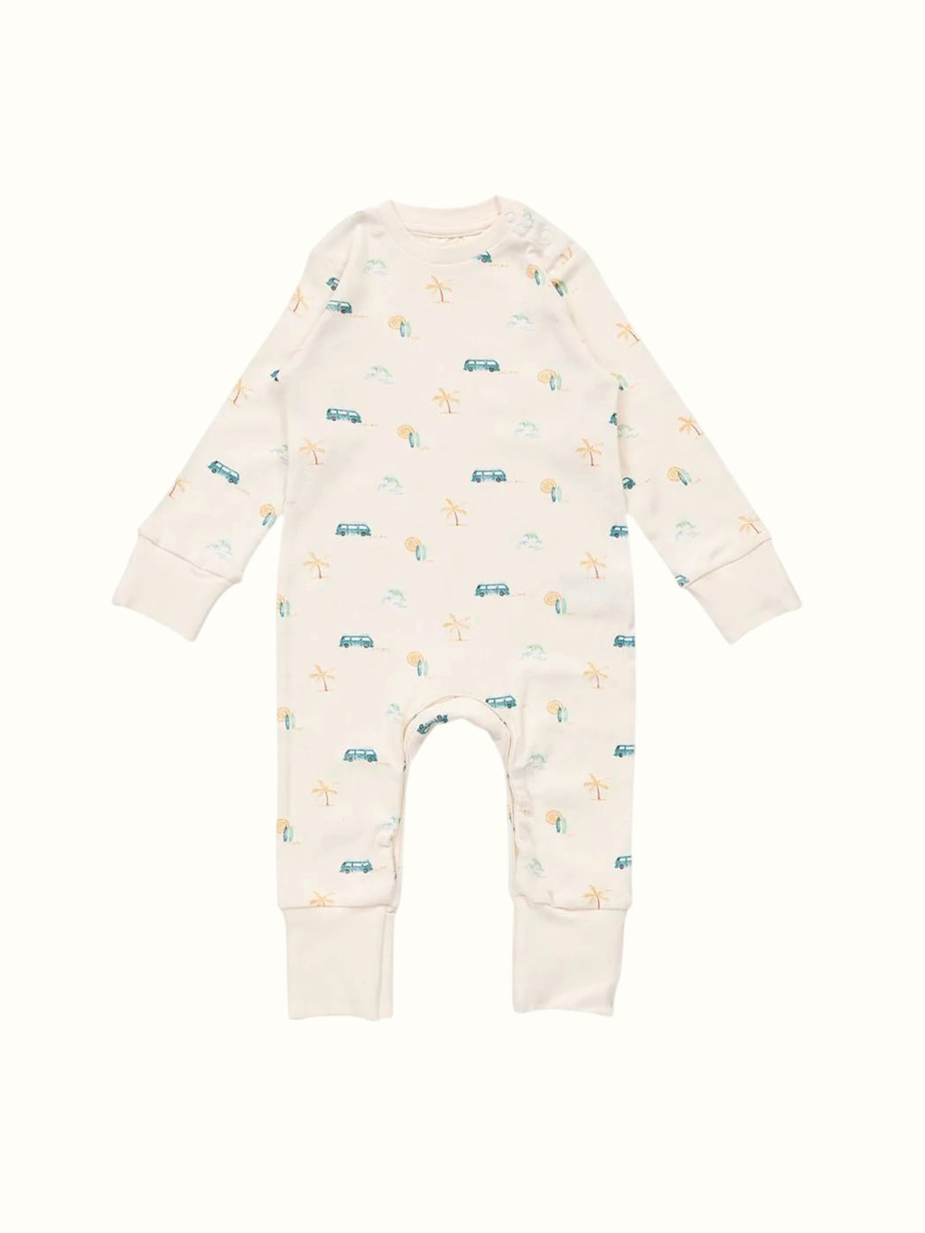 Organic Single Rib Knit Sleepsuit - Beach Adventure