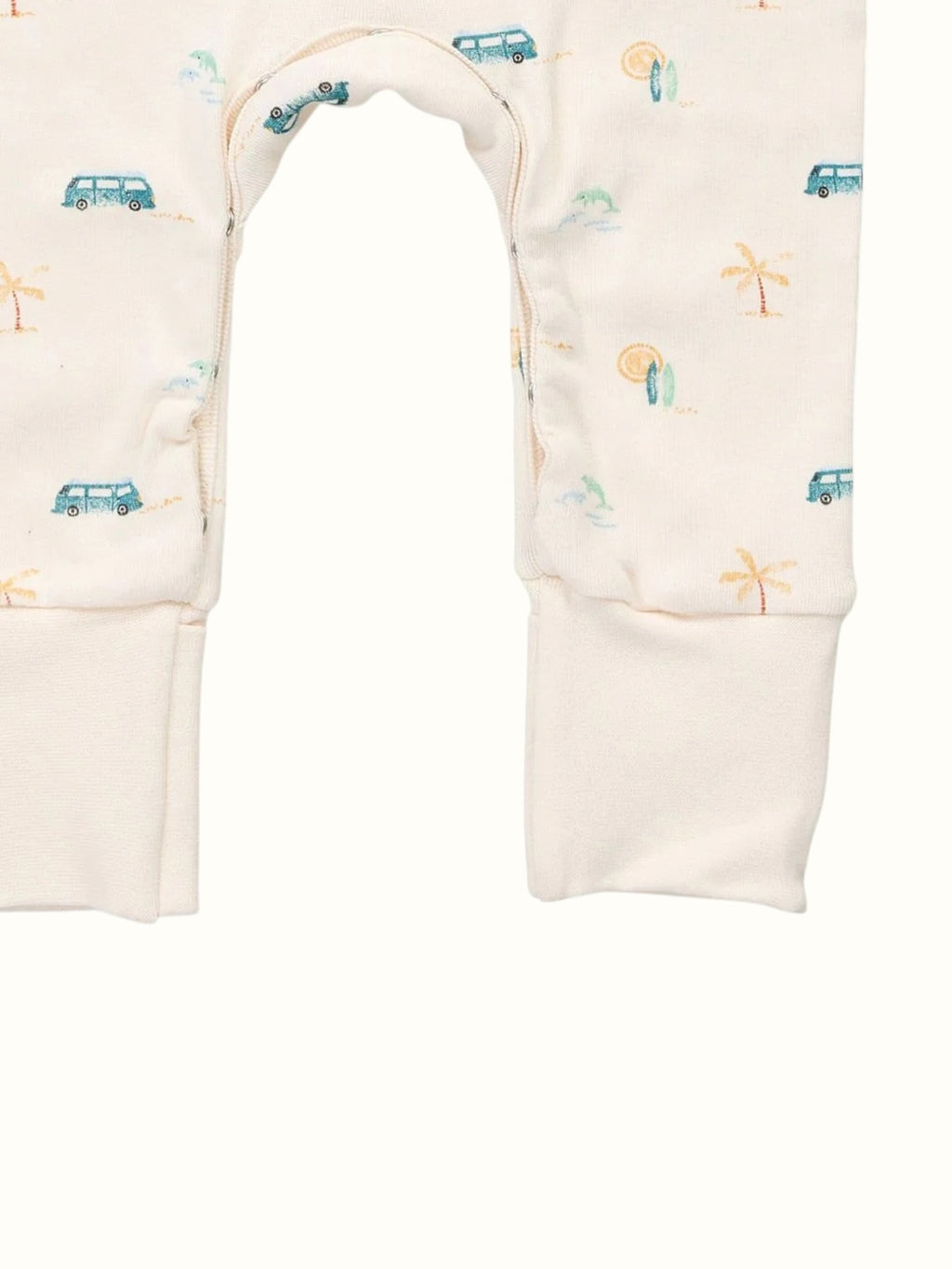 Organic Single Rib Knit Sleepsuit - Beach Adventure