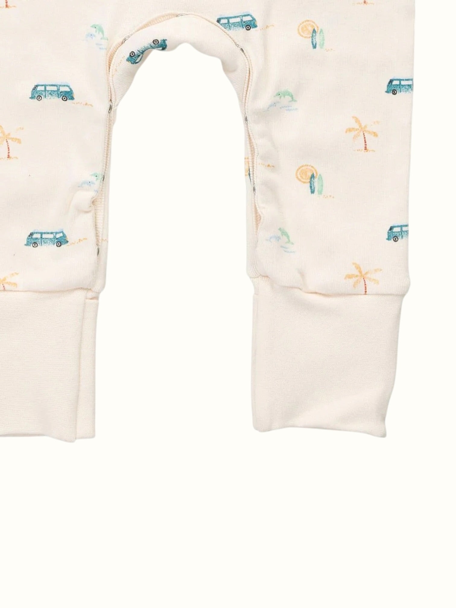 Organic Single Rib Knit Sleepsuit - Beach Adventure