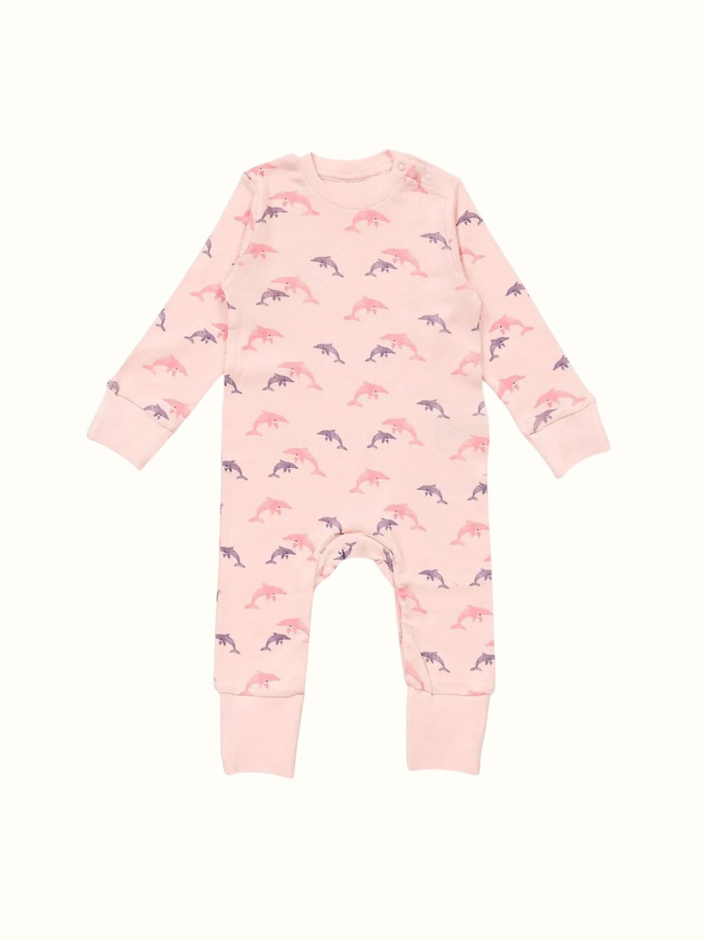 Organic Single Rib Knit Sleepsuit - Fish Print