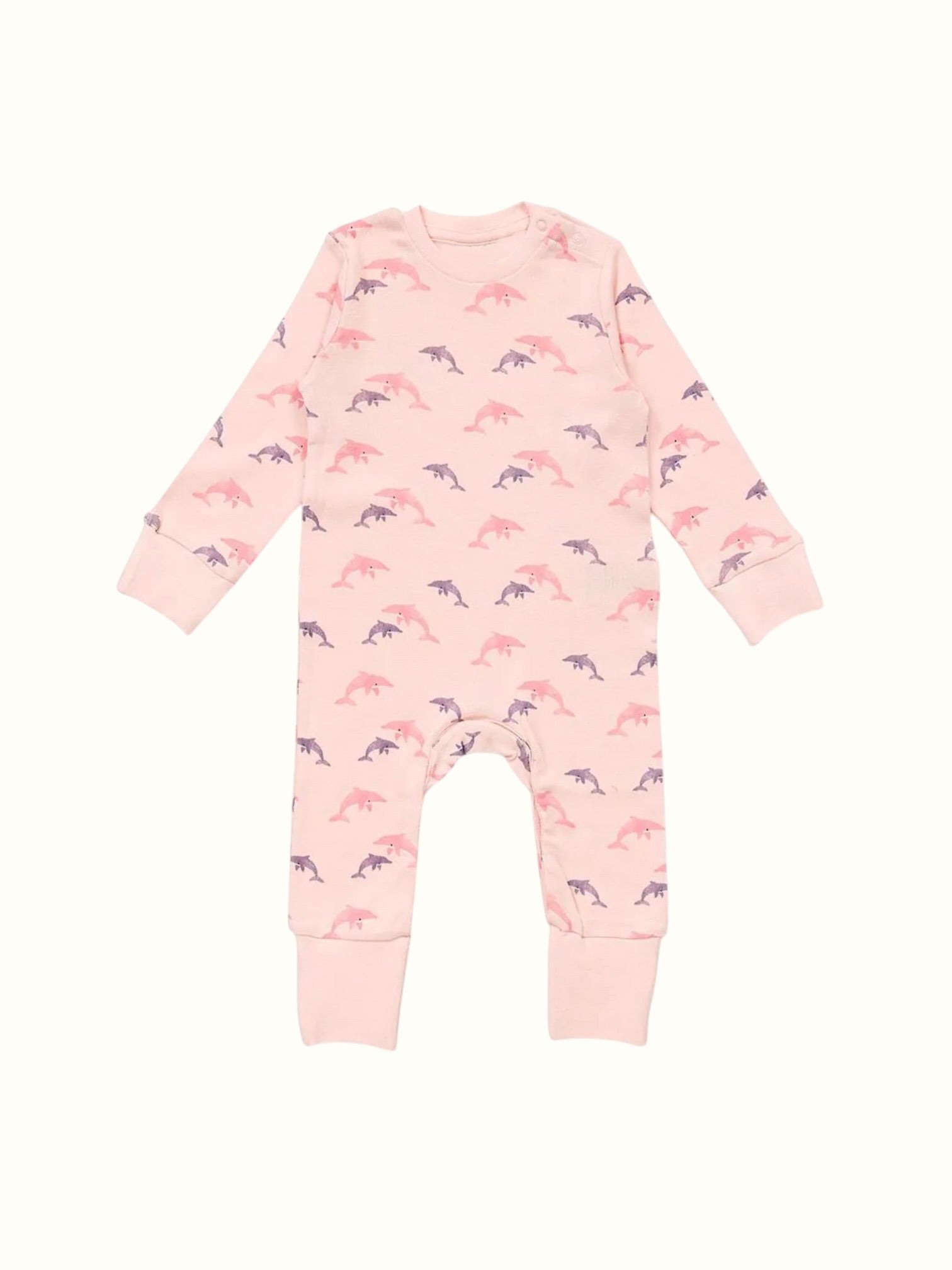 Organic Single Rib Knit Sleepsuit - Fish Print