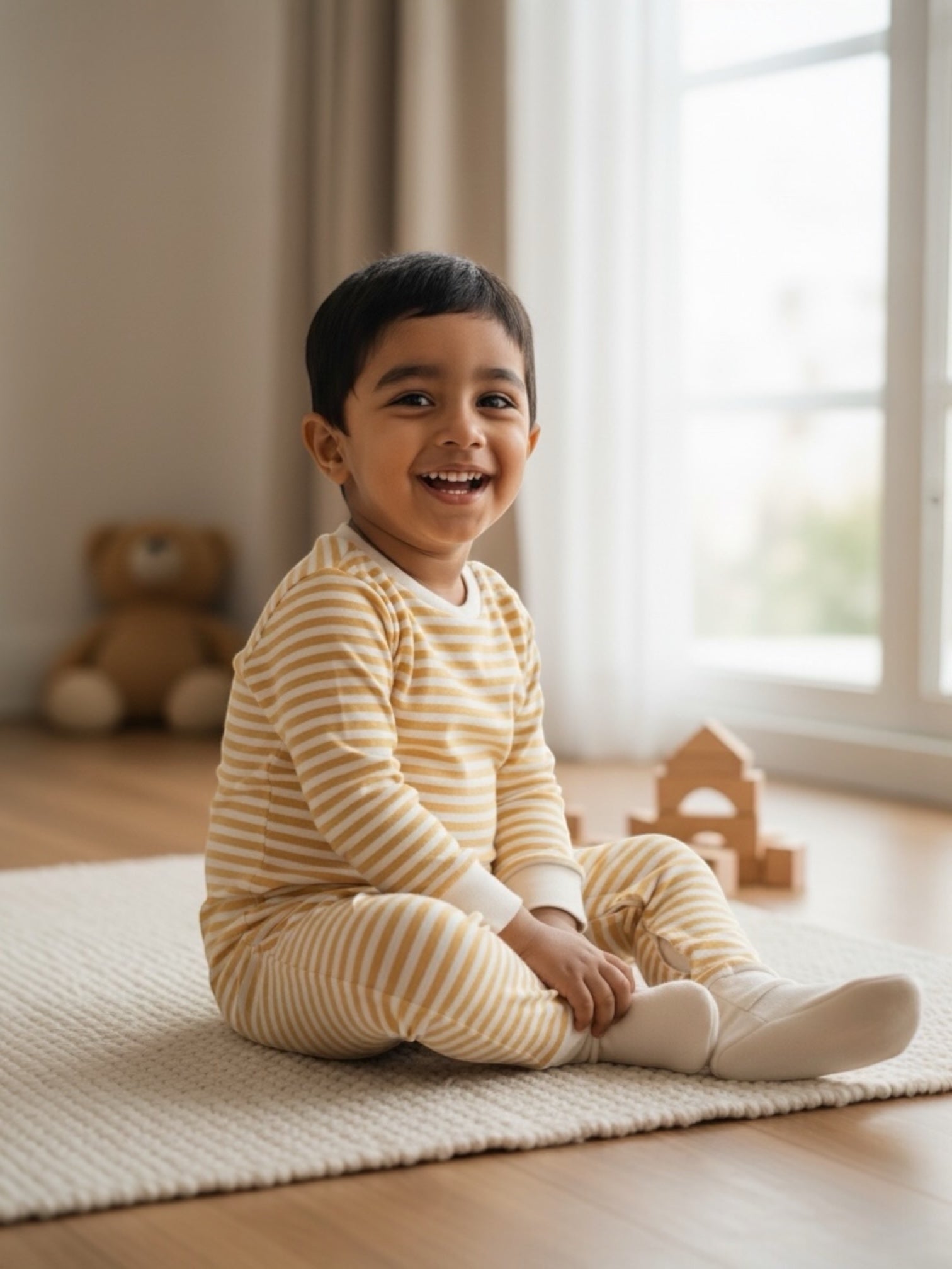 Organic Single Rib Knit Sleepsuit - Stripes