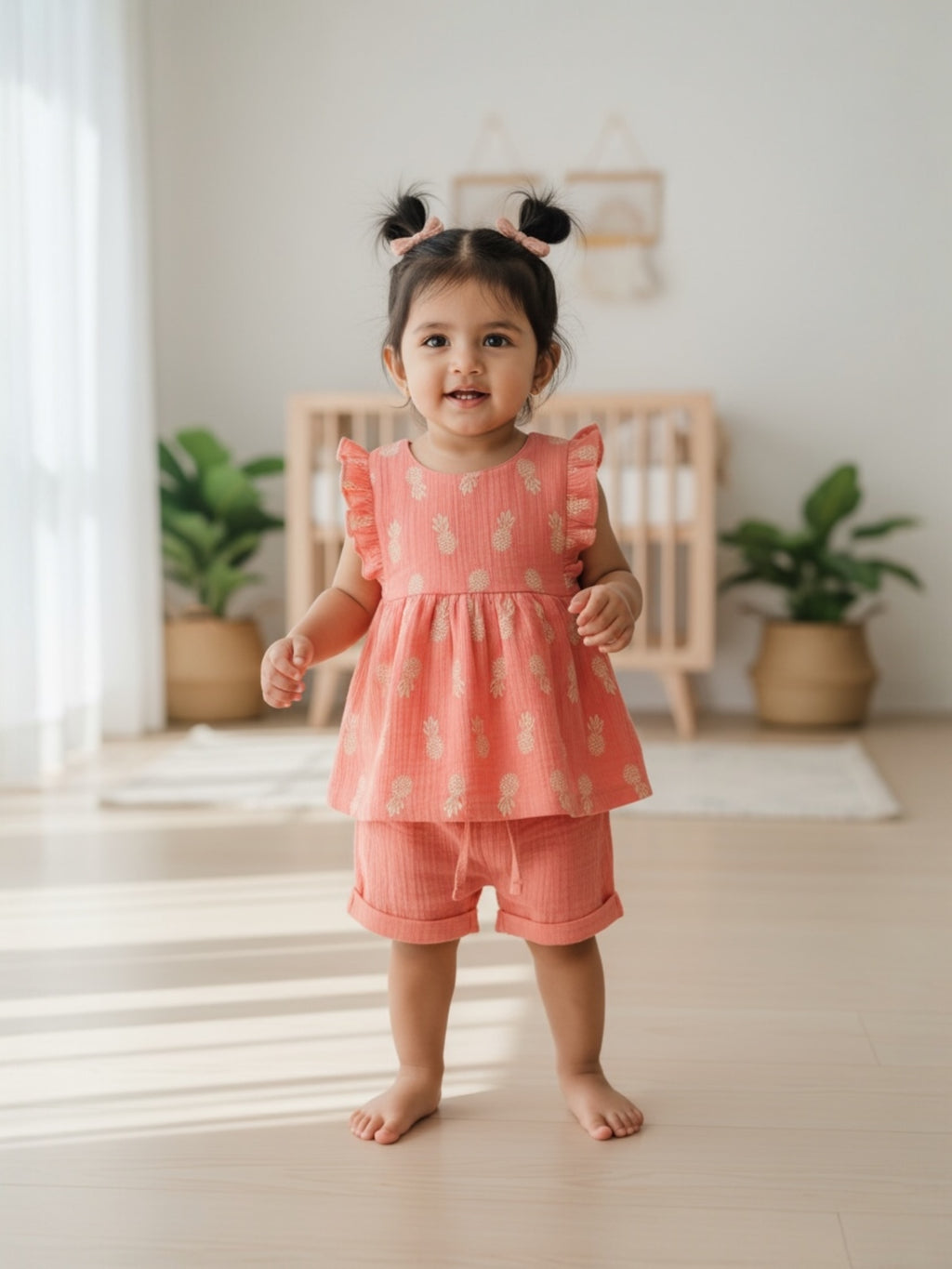 Organic Flutter Muslin Coord Set - Top + Shorts