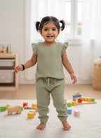 Organic Flutter Muslin Coord Set - Plain Top + Pants