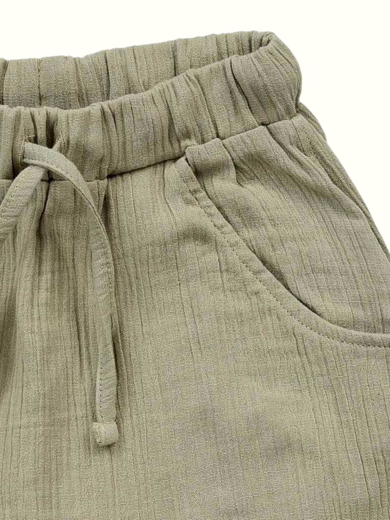 Organic Flutter Muslin Coord Set - Gathered Top + Pants