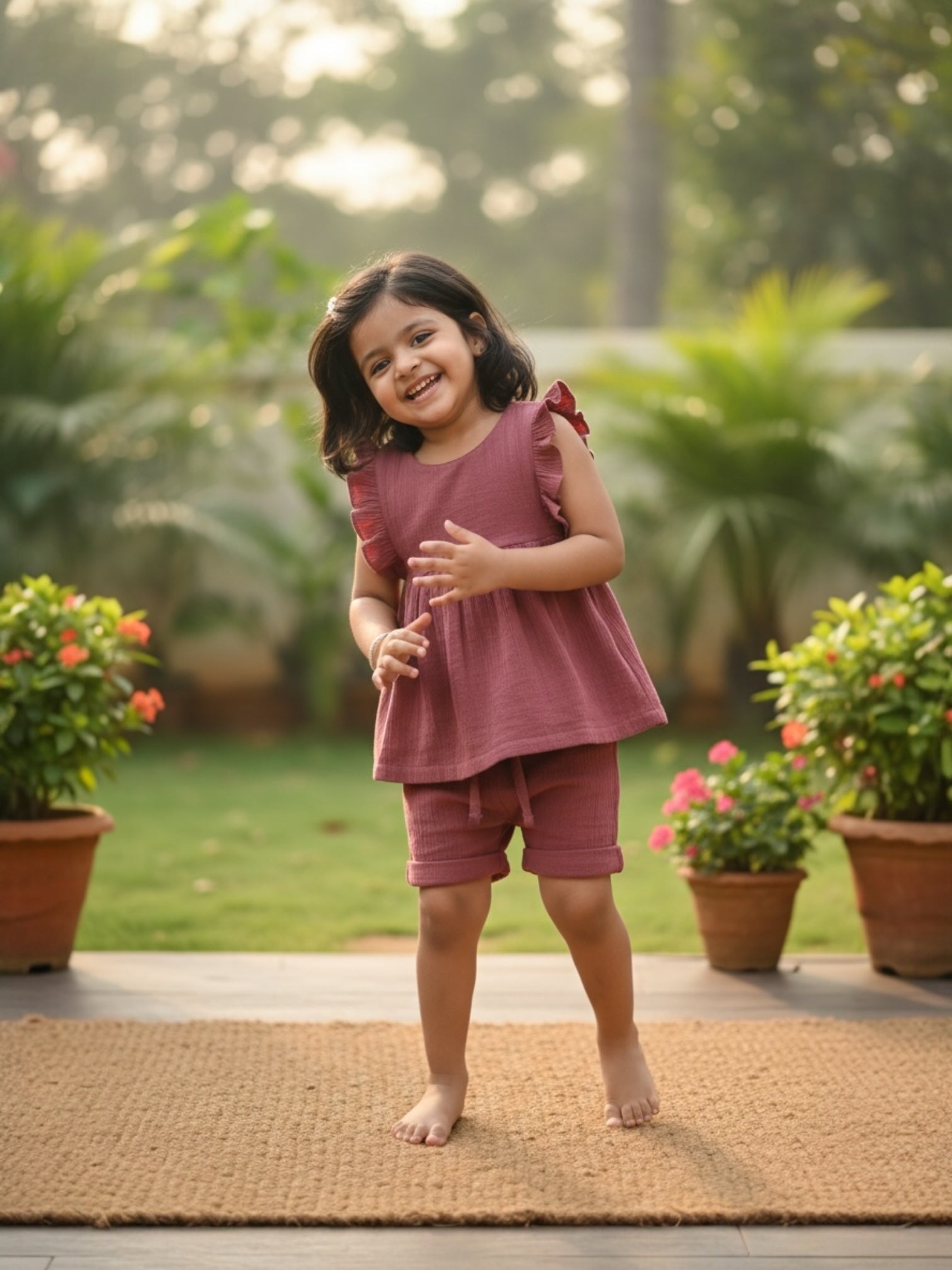 Organic Flutter Muslin Coord Set - Top + Shorts
