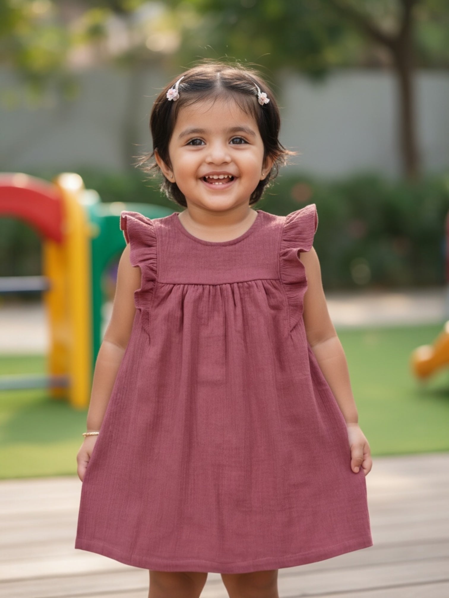 Organic Muslin Dress - Flutter Cap Sleeve