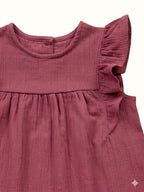 Organic Muslin Dress - Flutter Cap Sleeve