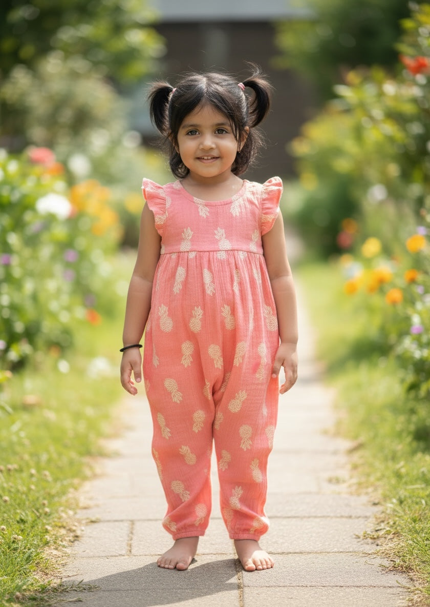 Organic Muslin Romper - Flutter Sleeve