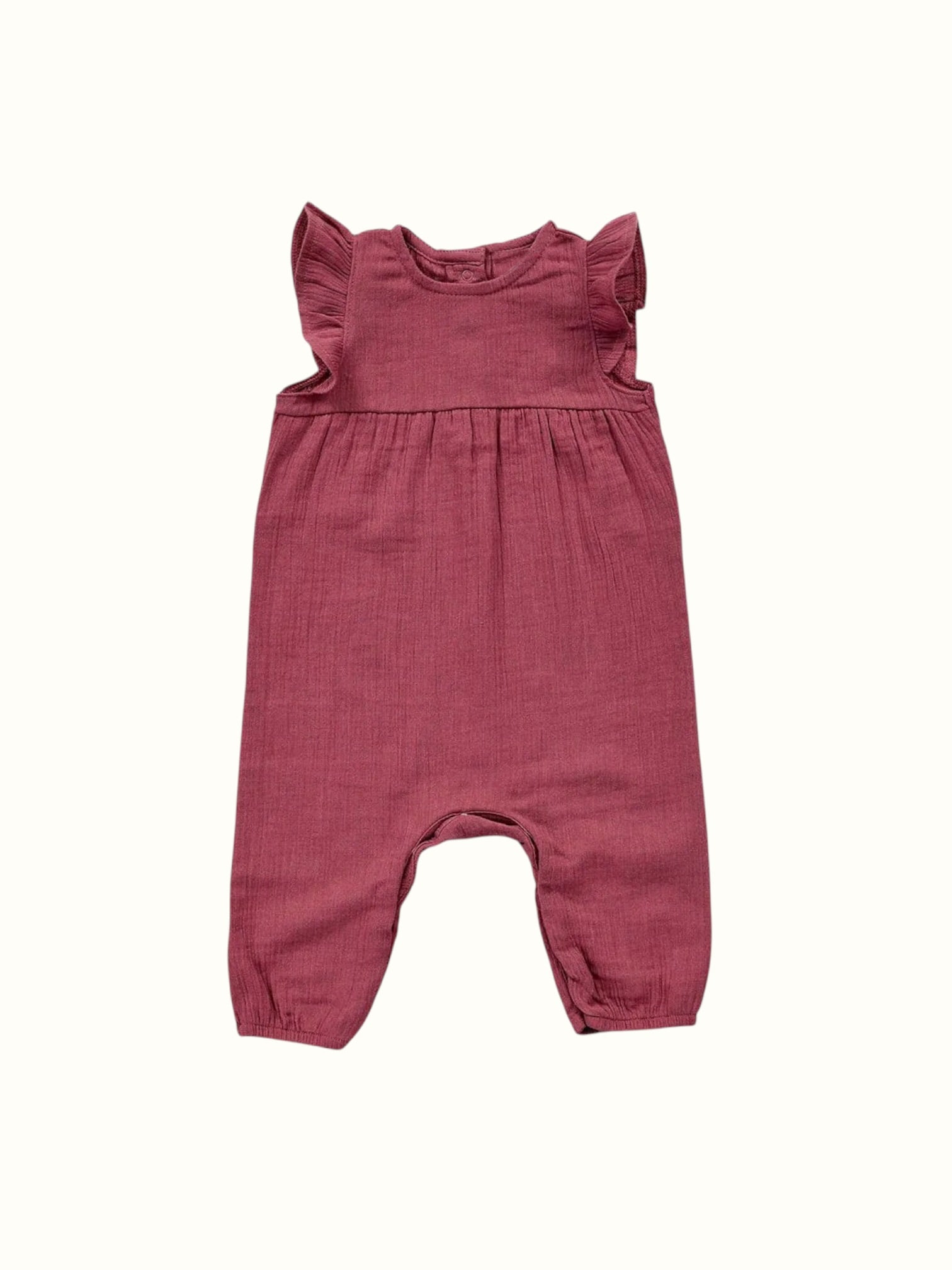Organic Muslin Romper - Flutter Sleeve