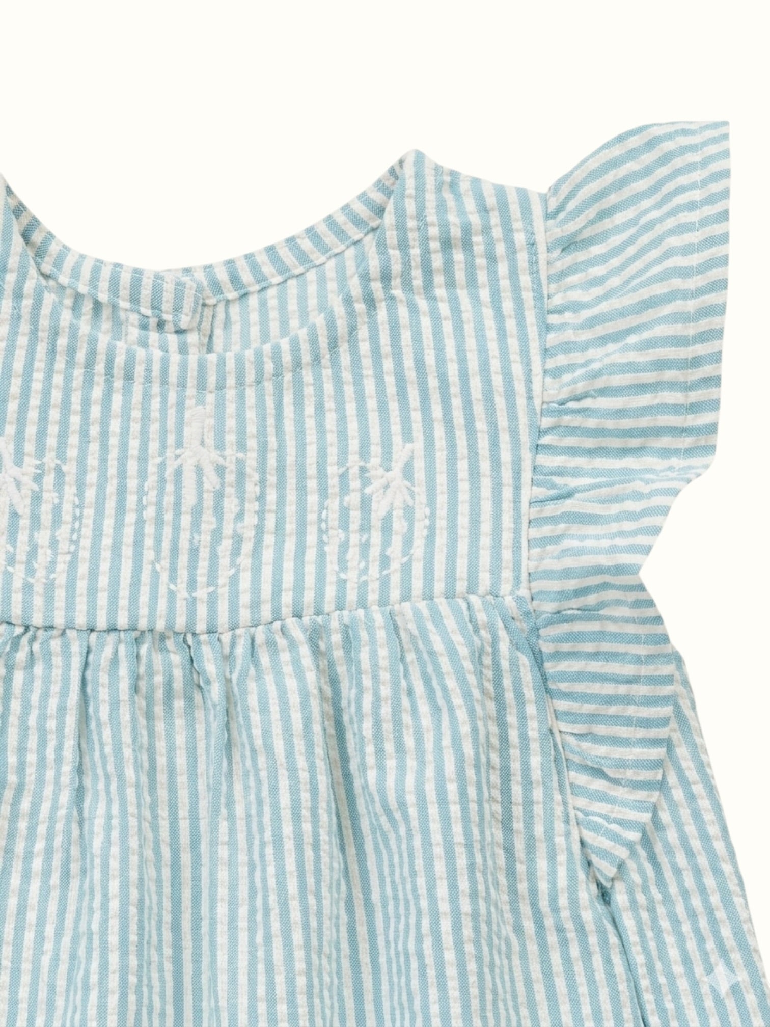 Organic Seersucker Dress - Flutter Cap Sleeve