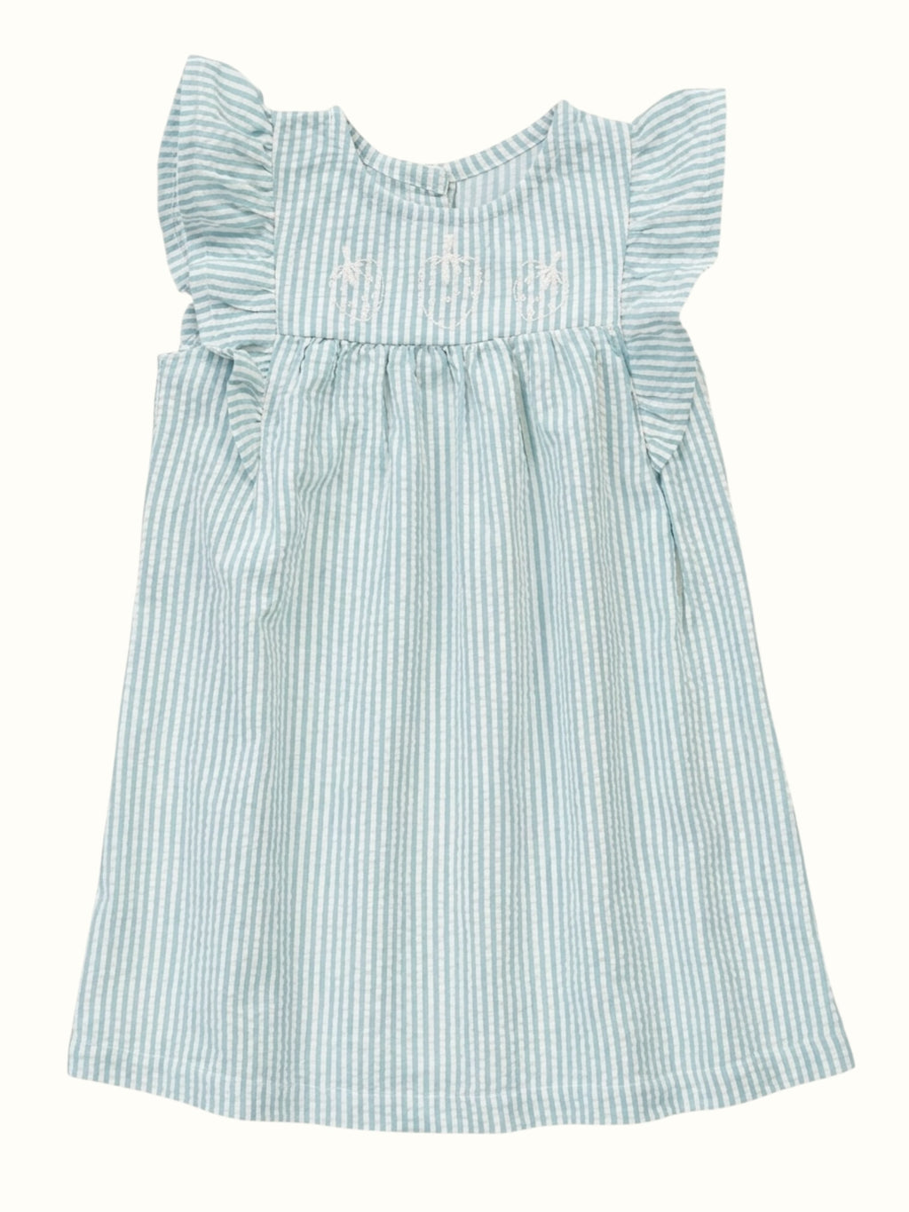 Organic Seersucker Dress - Flutter Cap Sleeve
